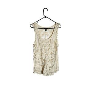 Forever 21 Floral Lace Sleeveless Top S Cotton/Nylon Blend